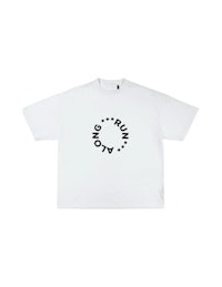a white t - shirt with a black logo on it